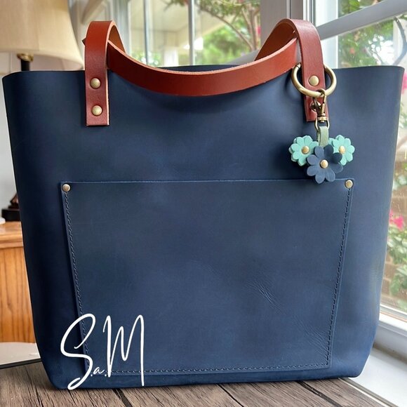 Portland Leather Handbags - NEW Portland Leather Goods Large Deep Water Classic Tote and handmade bag charm!